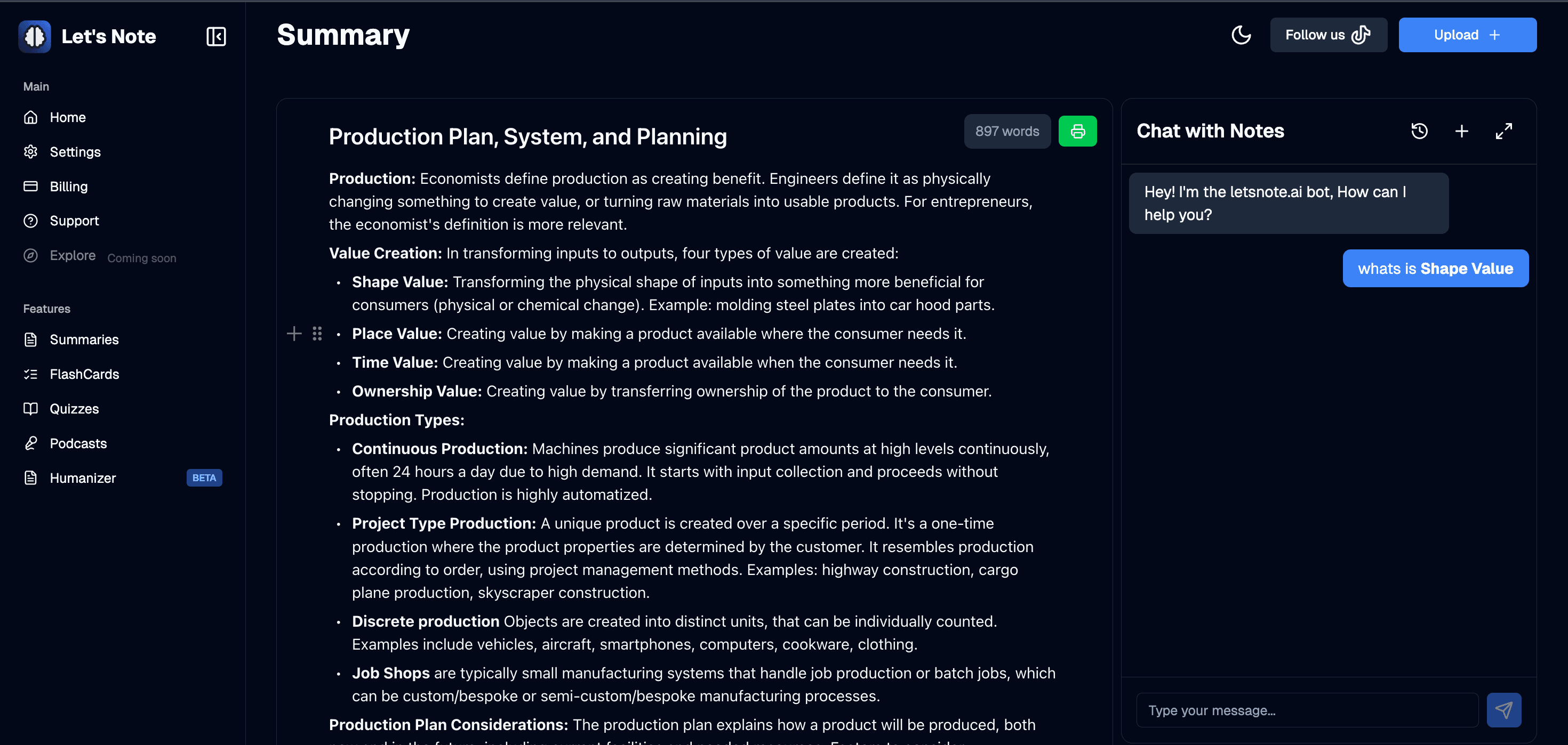 Editor, flashcards & chat UI